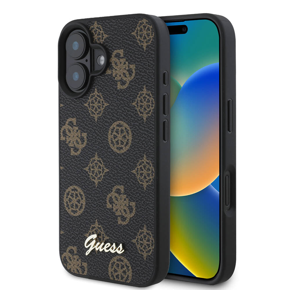 iPhone 16 Kılıf Guess Orijinal Lisanslı M-safe Şarj Özellikli Yazı Logolu Peony Kılıf
