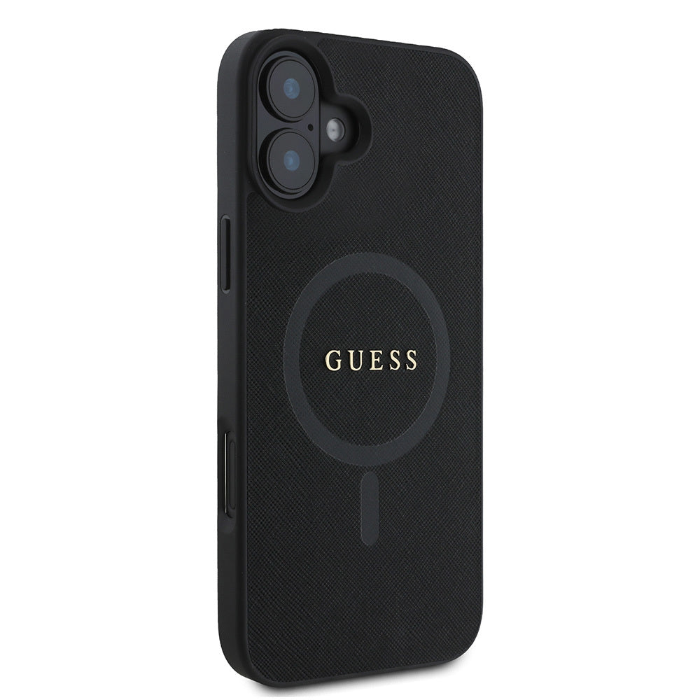 iPhone 16 Kılıf Guess Orijinal Lisanslı M-safe Şarj Özellikli Yazı Logolu Saffiano Classic Kılıf