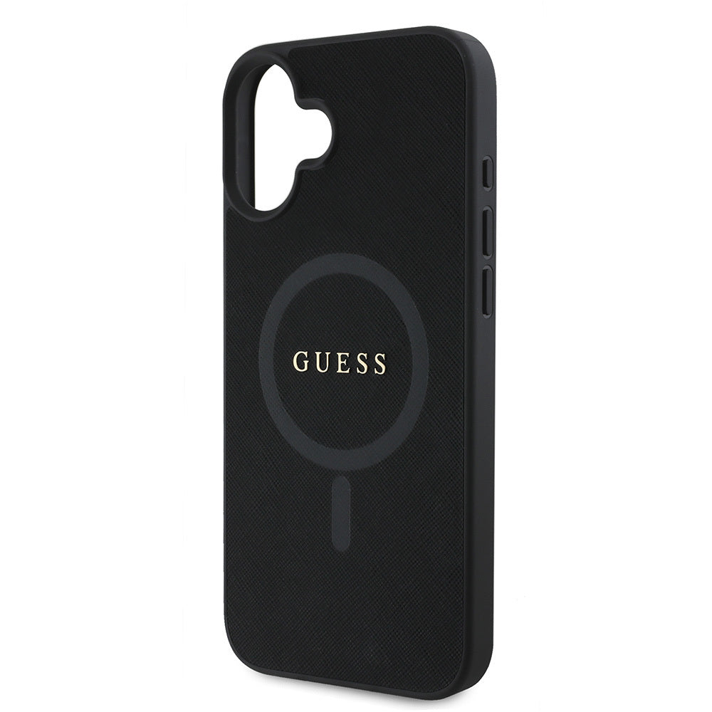 iPhone 16 Kılıf Guess Orijinal Lisanslı M-safe Şarj Özellikli Yazı Logolu Saffiano Classic Kılıf