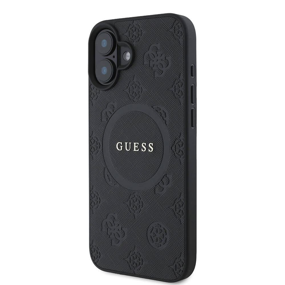 iPhone 16 Kılıf Guess Orijinal Lisanslı M-safe Şarj Özellikli Yazı Logolu Saffiano Peony Kılıf