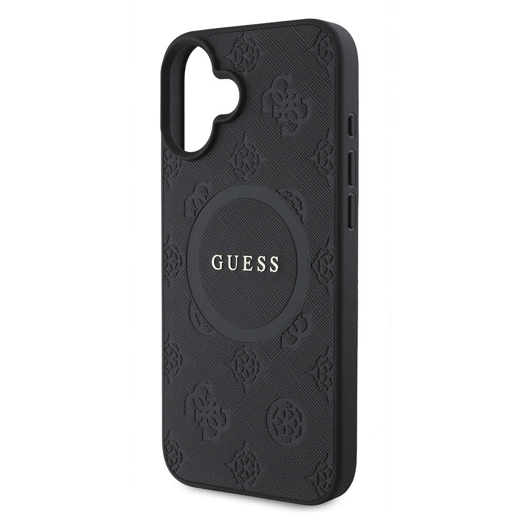 iPhone 16 Kılıf Guess Orijinal Lisanslı M-safe Şarj Özellikli Yazı Logolu Saffiano Peony Kılıf