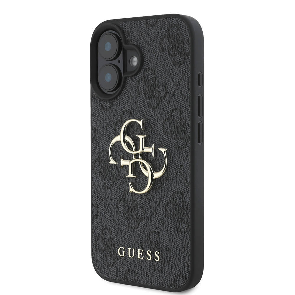 iPhone 16 Kılıf Guess Orijinal Lisanslı PU Deri 4G Desenli Metal Büyük 4G ve Yazı Logolu Kılıf