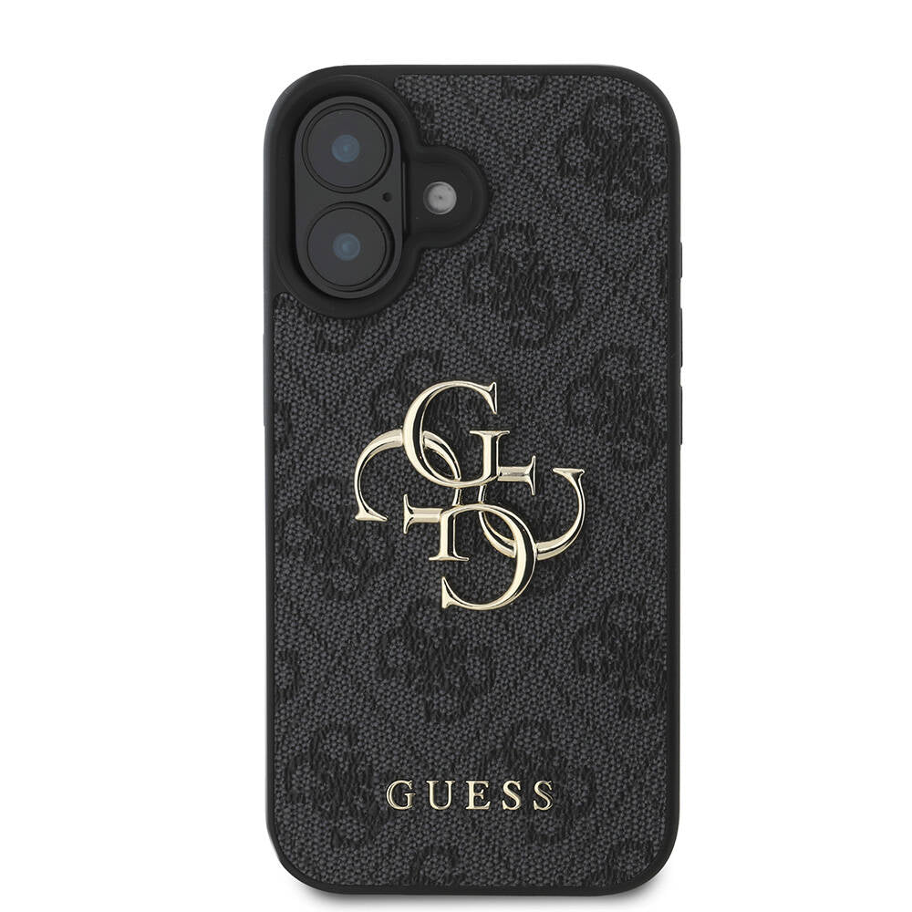 iPhone 16 Kılıf Guess Orijinal Lisanslı PU Deri 4G Desenli Metal Büyük 4G ve Yazı Logolu Kılıf