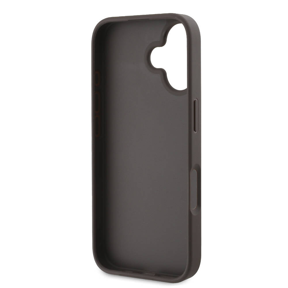 iPhone 16 Kılıf Guess Orijinal Lisanslı PU Deri 4G Desenli Metal Büyük 4G ve Yazı Logolu Kılıf