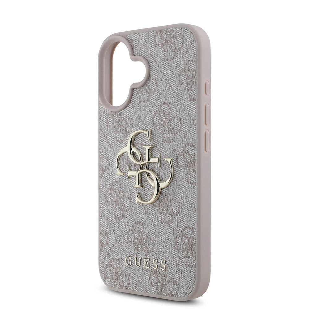 iPhone 16 Kılıf Guess Orijinal Lisanslı PU Deri 4G Desenli Metal Büyük 4G ve Yazı Logolu Kılıf