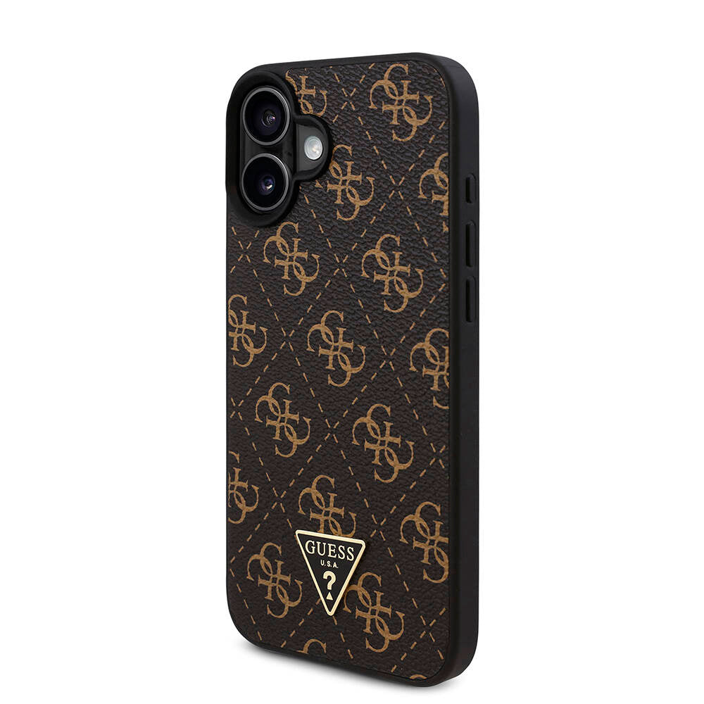 iPhone 16 Kılıf Guess Orijinal Lisanslı PU Deri 4G Desenli Üçgen Logolu Kılıf
