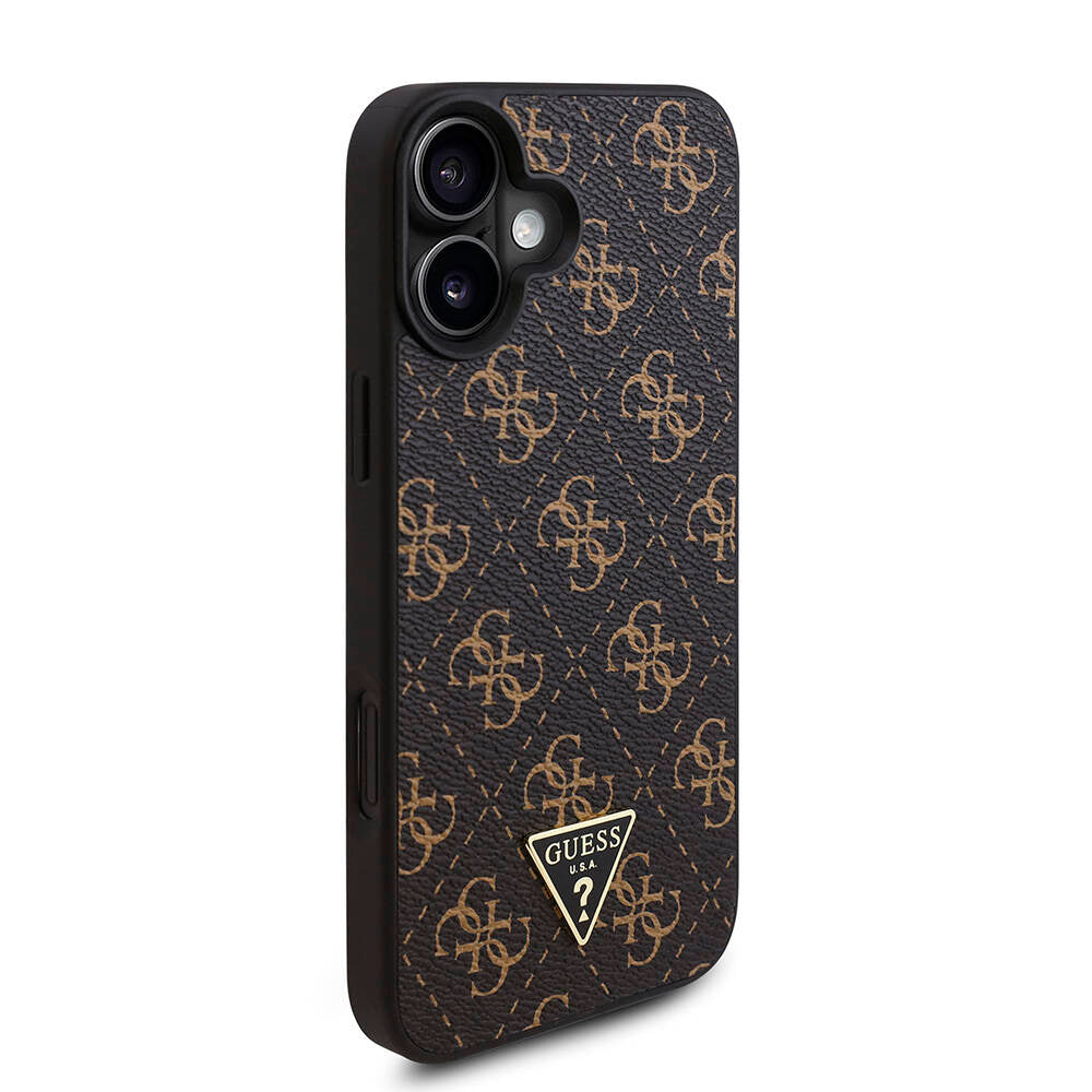 iPhone 16 Kılıf Guess Orijinal Lisanslı PU Deri 4G Desenli Üçgen Logolu Kılıf