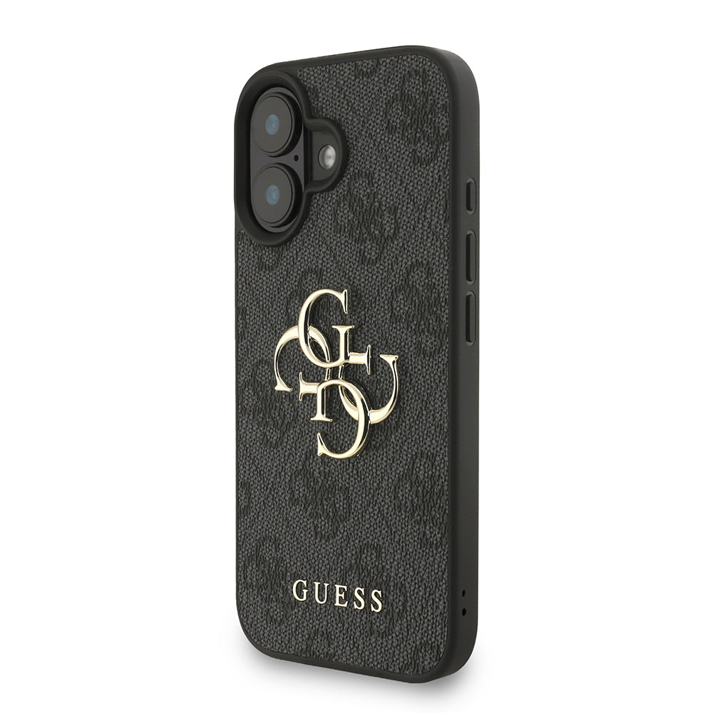 iPhone 16 Kılıf Guess Orijinal Lisanslı PU Deri Bilek Askı İpli Metal Büyük 4G ve Yazı Logolu Kılıf