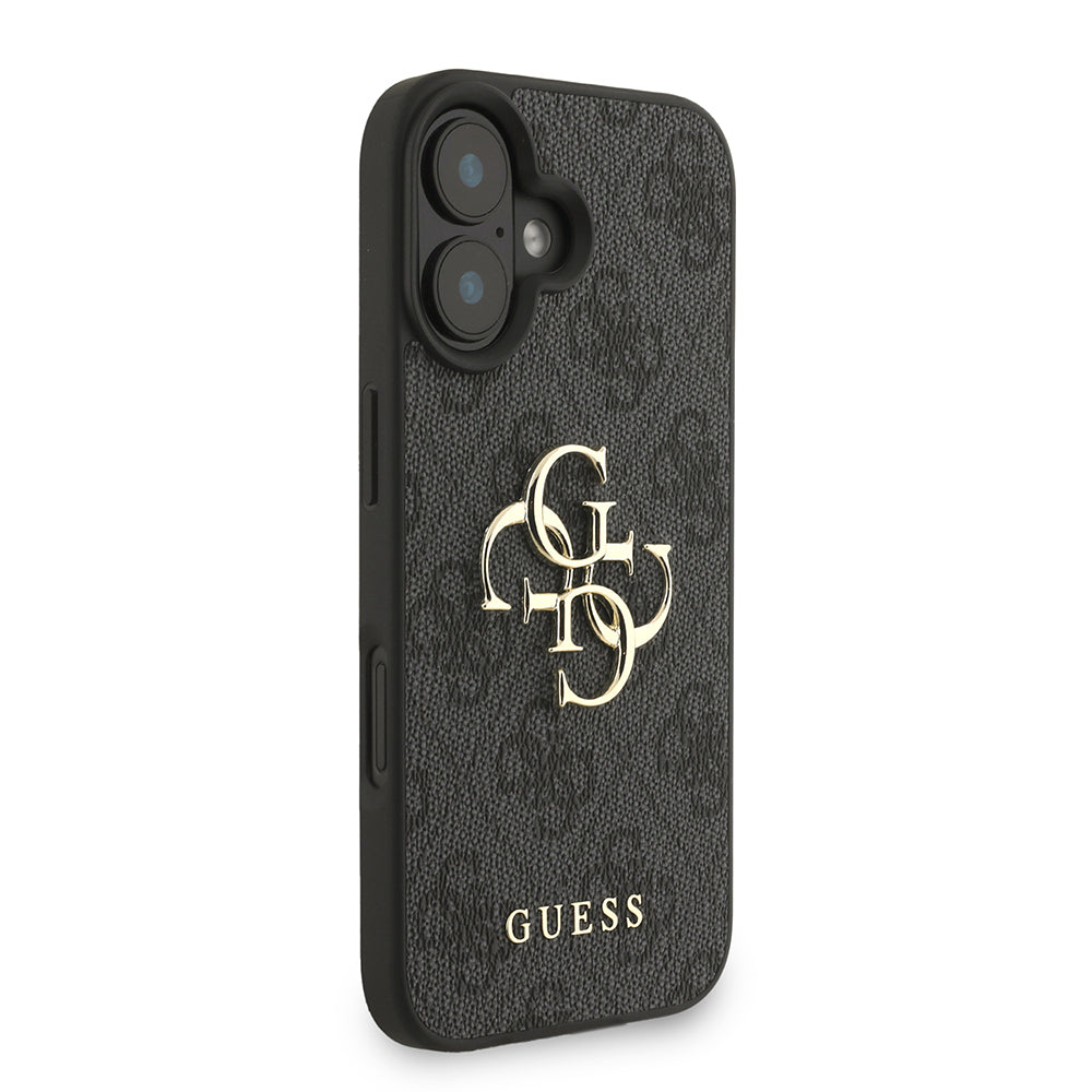 iPhone 16 Kılıf Guess Orijinal Lisanslı PU Deri Bilek Askı İpli Metal Büyük 4G ve Yazı Logolu Kılıf