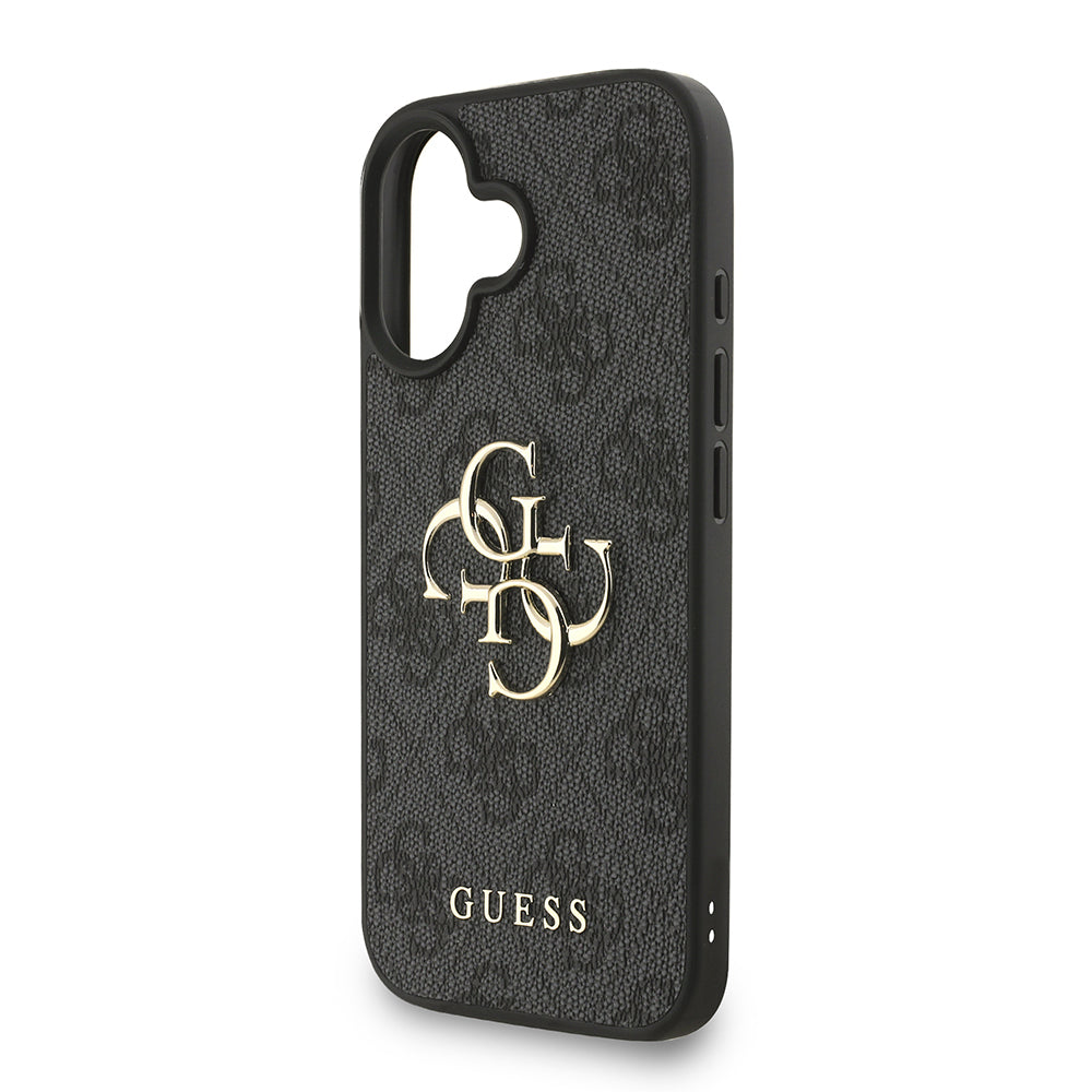 iPhone 16 Kılıf Guess Orijinal Lisanslı PU Deri Bilek Askı İpli Metal Büyük 4G ve Yazı Logolu Kılıf