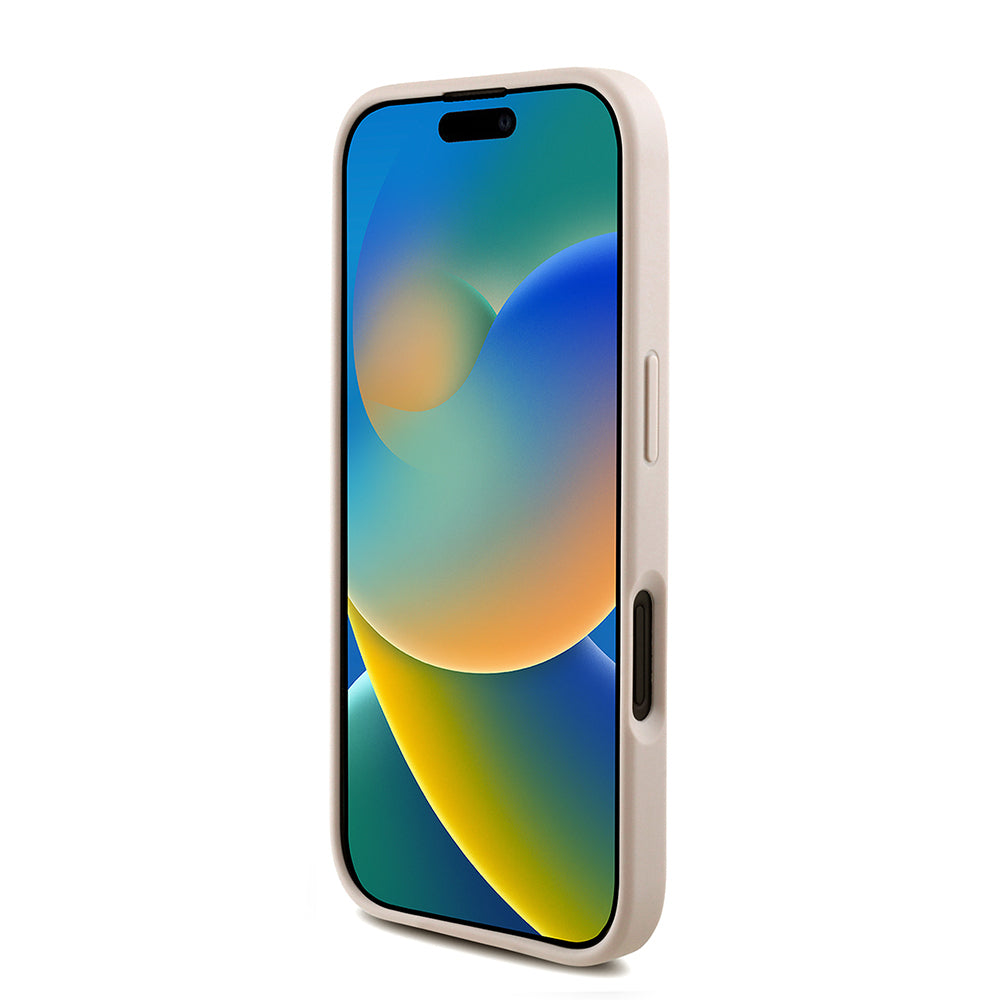 iPhone 16 Kılıf Guess Orijinal Lisanslı PU Deri Bilek Askı İpli Metal Büyük 4G ve Yazı Logolu Kılıf