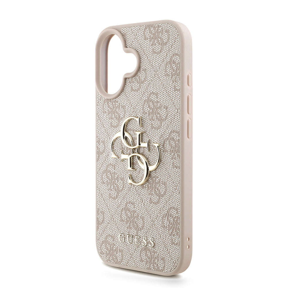 iPhone 16 Kılıf Guess Orijinal Lisanslı PU Deri Bilek Askı İpli Metal Büyük 4G ve Yazı Logolu Kılıf