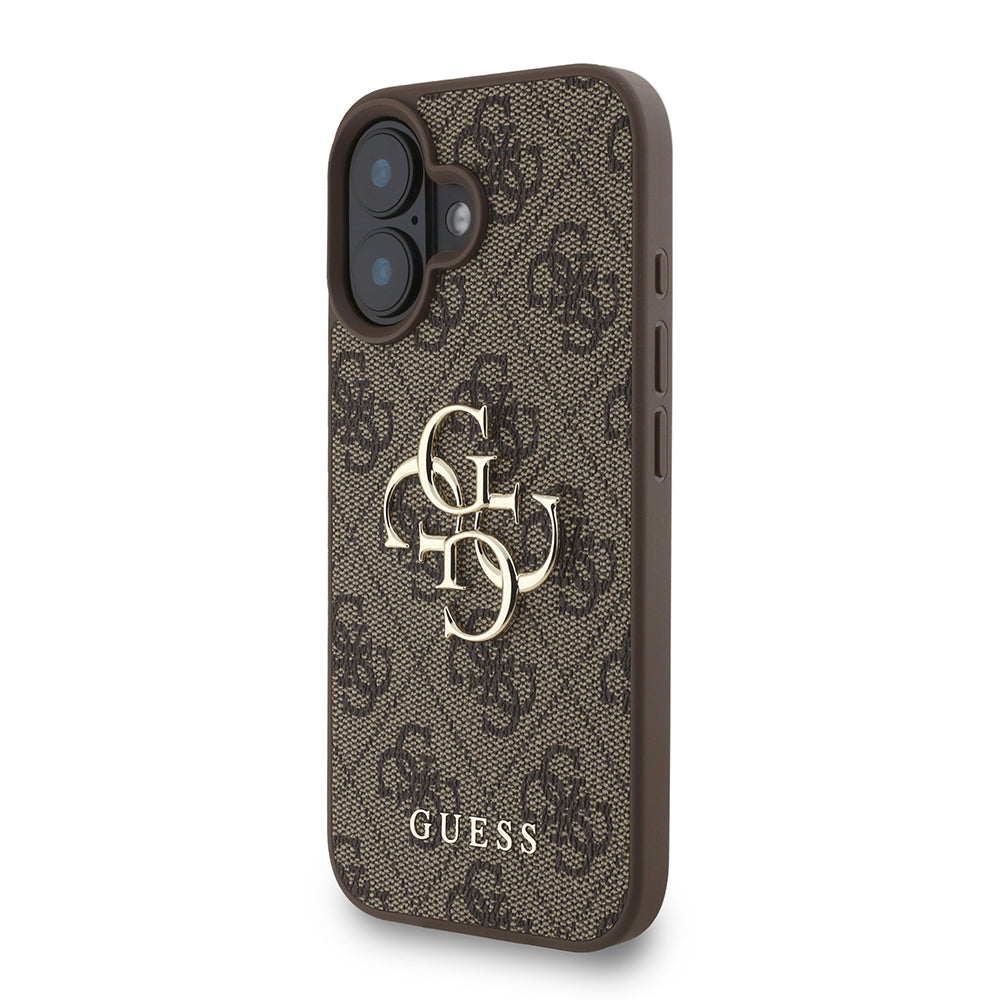 iPhone 16 Kılıf Guess Orijinal Lisanslı PU Deri Bilek Askı İpli Metal Büyük 4G ve Yazı Logolu Kılıf