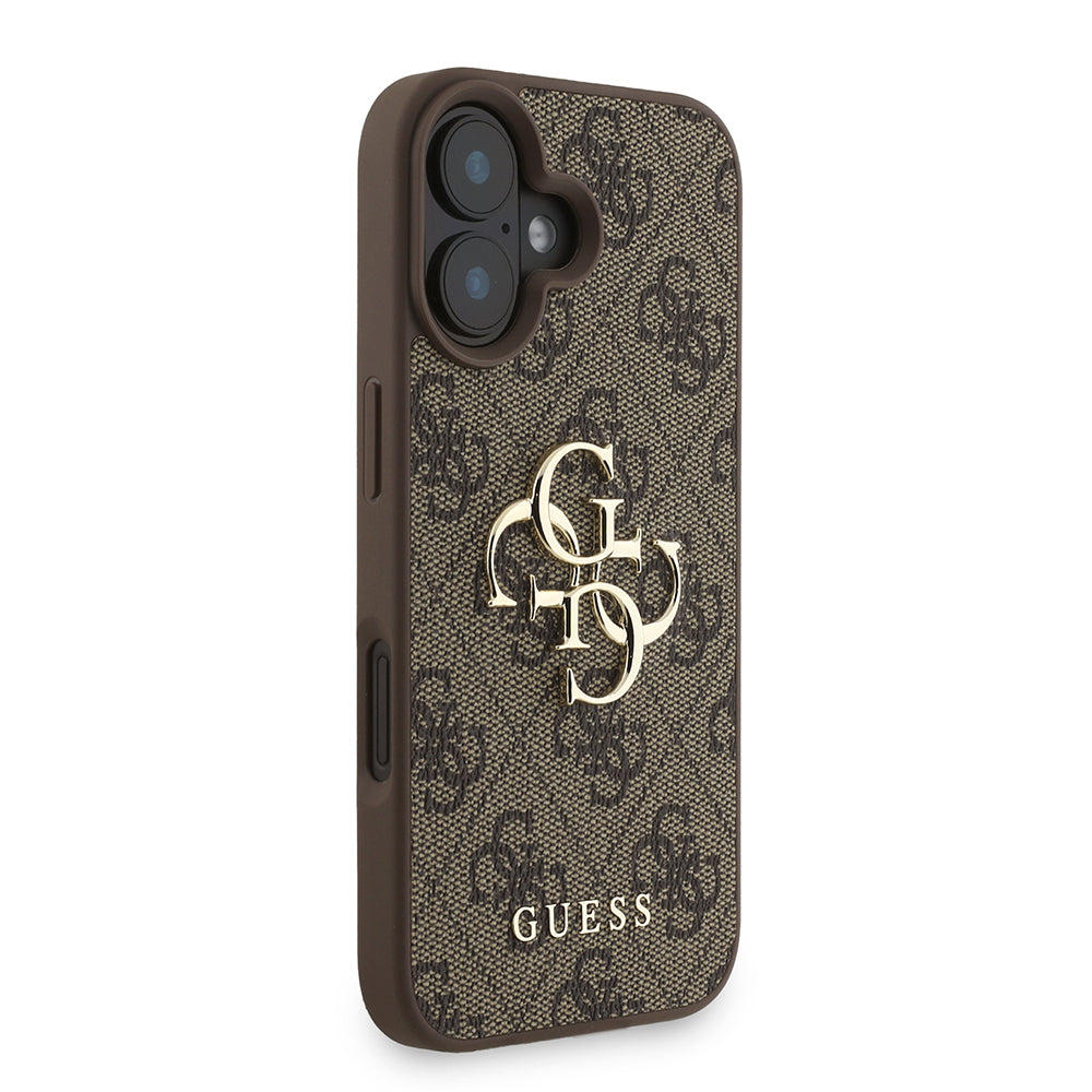 iPhone 16 Kılıf Guess Orijinal Lisanslı PU Deri Bilek Askı İpli Metal Büyük 4G ve Yazı Logolu Kılıf