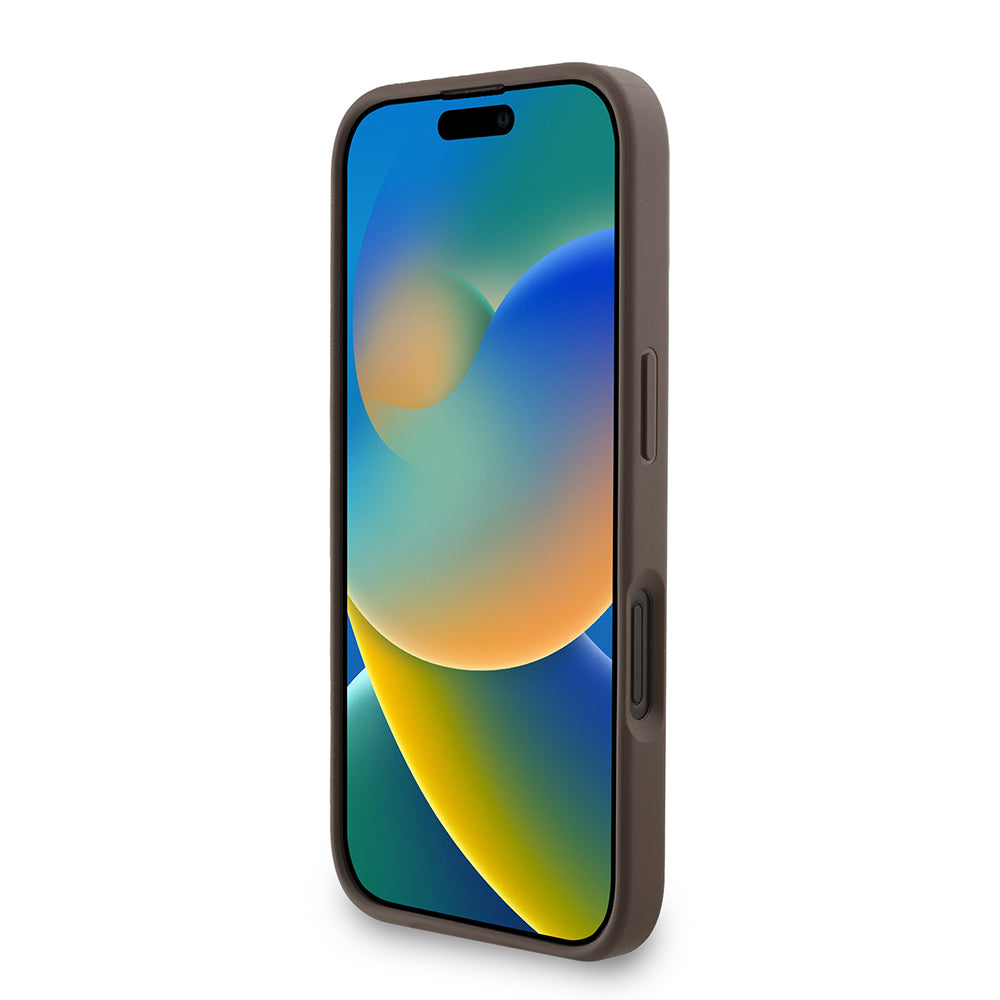 iPhone 16 Kılıf Guess Orijinal Lisanslı PU Deri Bilek Askı İpli Metal Büyük 4G ve Yazı Logolu Kılıf