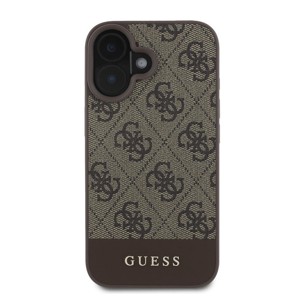 iPhone 16 Kılıf Guess Orijinal Lisanslı PU Deri Şerit Logo Dizaynlı Kılıf