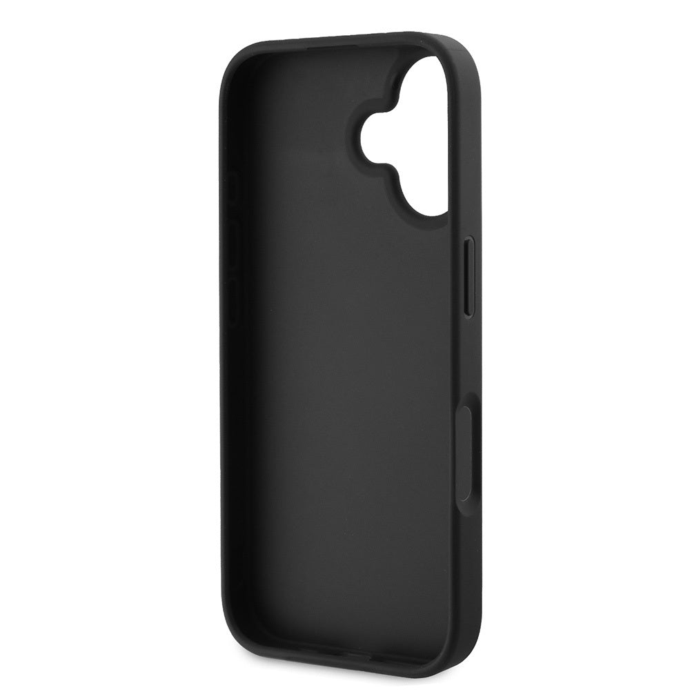 iPhone 16 Kılıf Guess Orijinal Lisanslı PU Deri Taşlı Üçgen Logo 4G Desenli Strass Kılıf