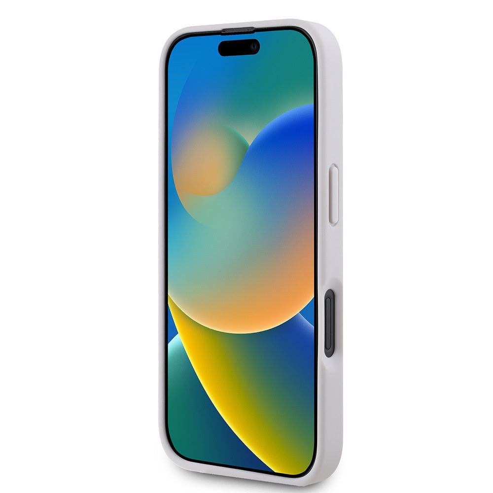 iPhone 16 Kılıf Guess Orijinal Lisanslı PU Deri Taşlı Üçgen Logo 4G Desenli Strass Kılıf