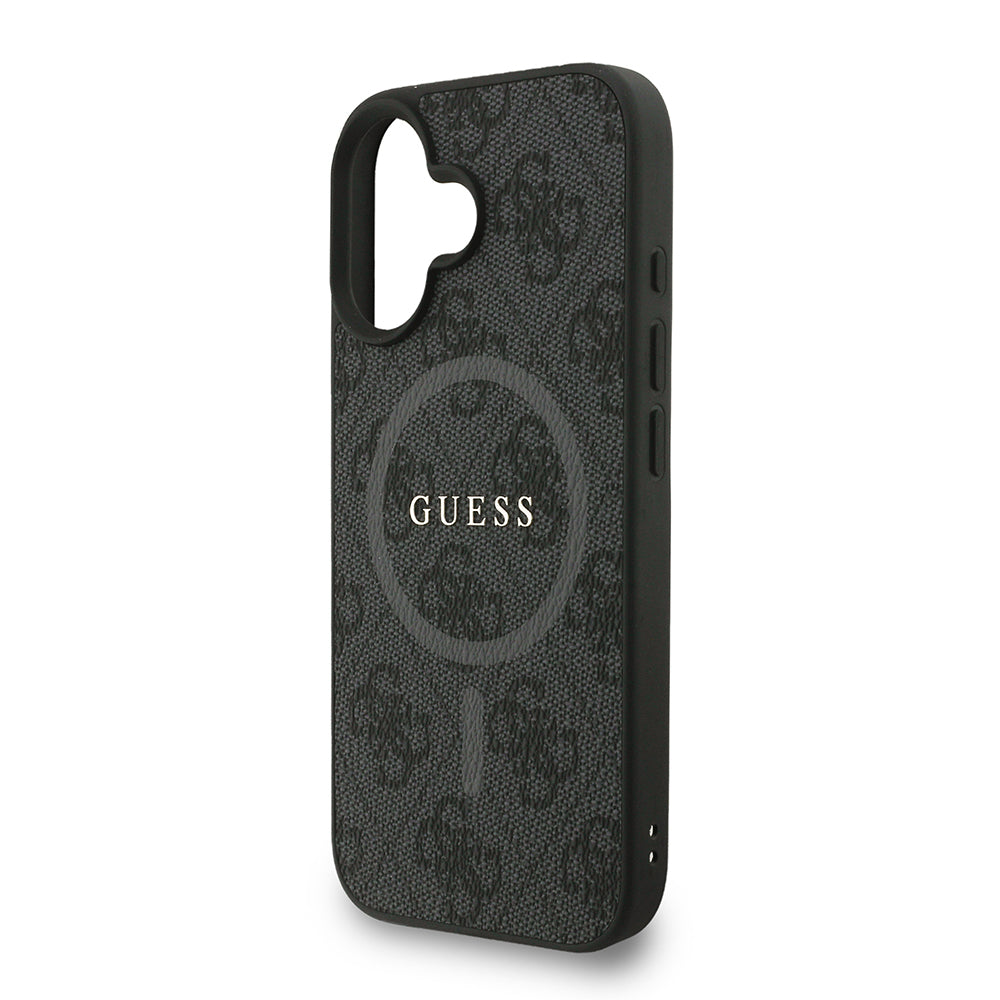 iPhone 16 Kılıf Guess orijinal Lisanslı M-safe Şarj Özellikli PU Deri Bilek Askı İpli Yazı Logolu Kılıf