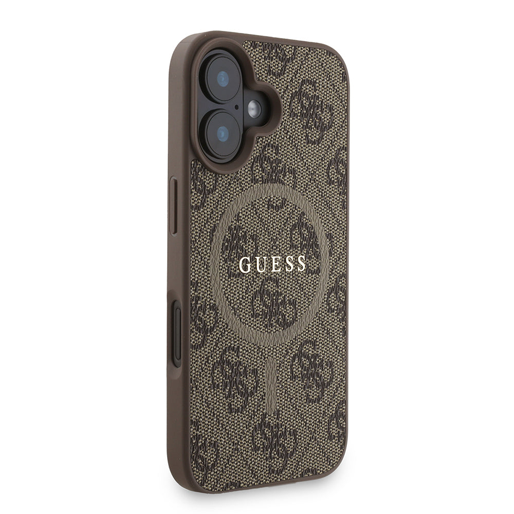 iPhone 16 Kılıf Guess orijinal Lisanslı M-safe Şarj Özellikli PU Deri Bilek Askı İpli Yazı Logolu Kılıf