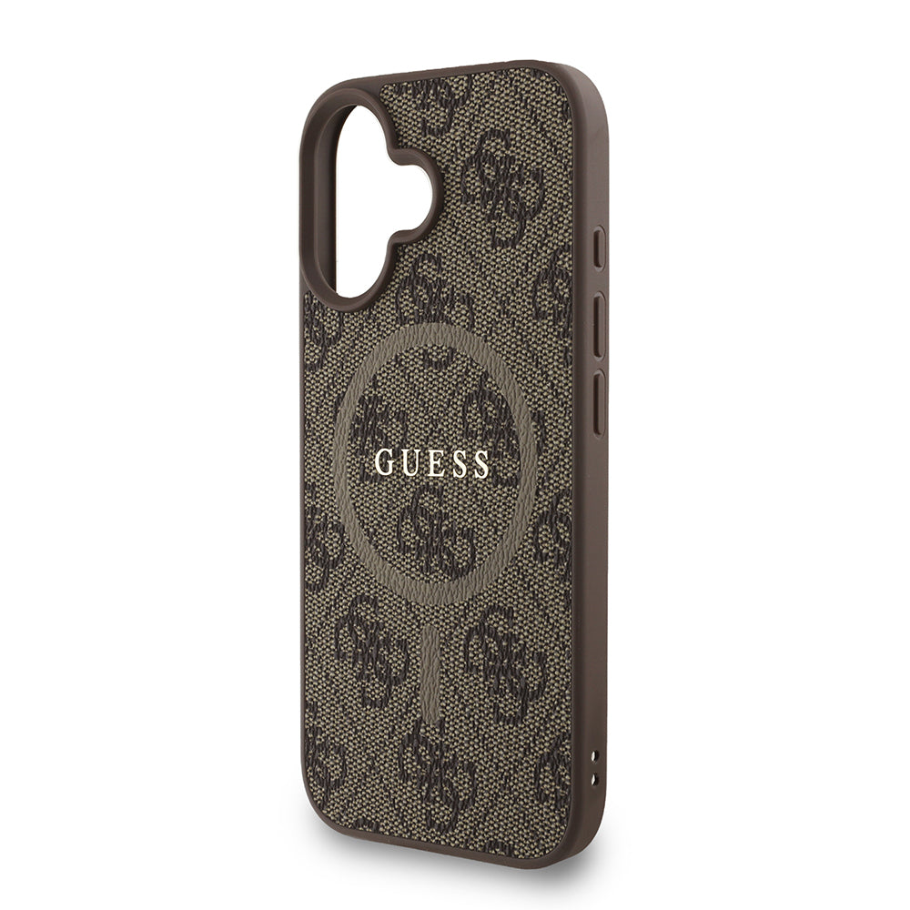 iPhone 16 Kılıf Guess orijinal Lisanslı M-safe Şarj Özellikli PU Deri Bilek Askı İpli Yazı Logolu Kılıf