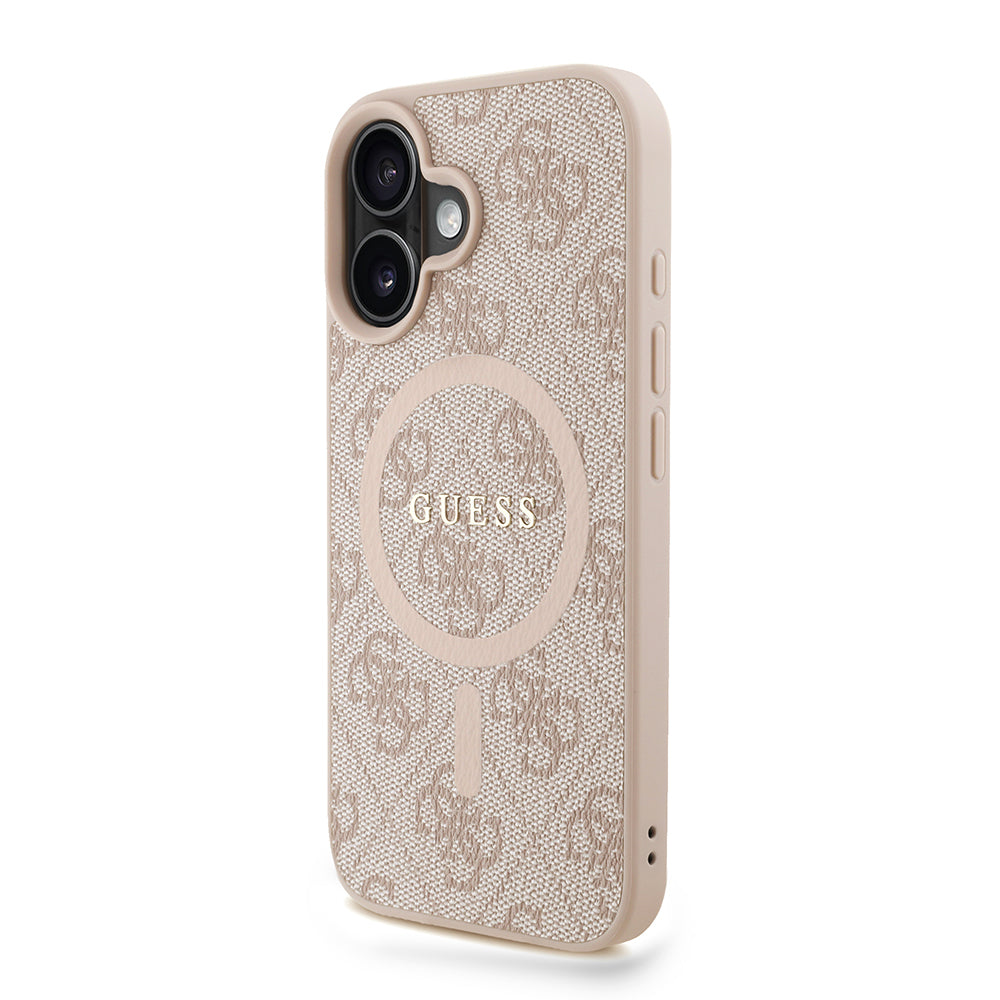 iPhone 16 Kılıf Guess orijinal Lisanslı M-safe Şarj Özellikli PU Deri Bilek Askı İpli Yazı Logolu Kılıf