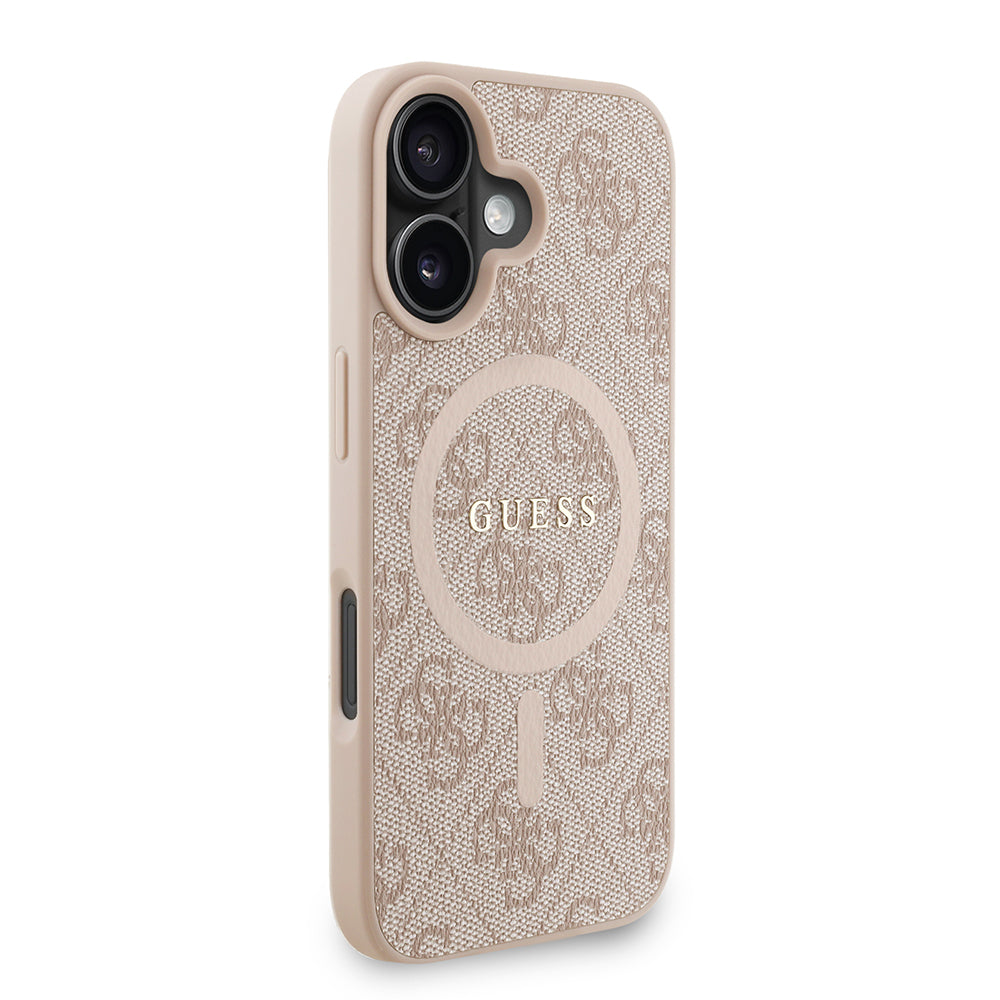 iPhone 16 Kılıf Guess orijinal Lisanslı M-safe Şarj Özellikli PU Deri Bilek Askı İpli Yazı Logolu Kılıf