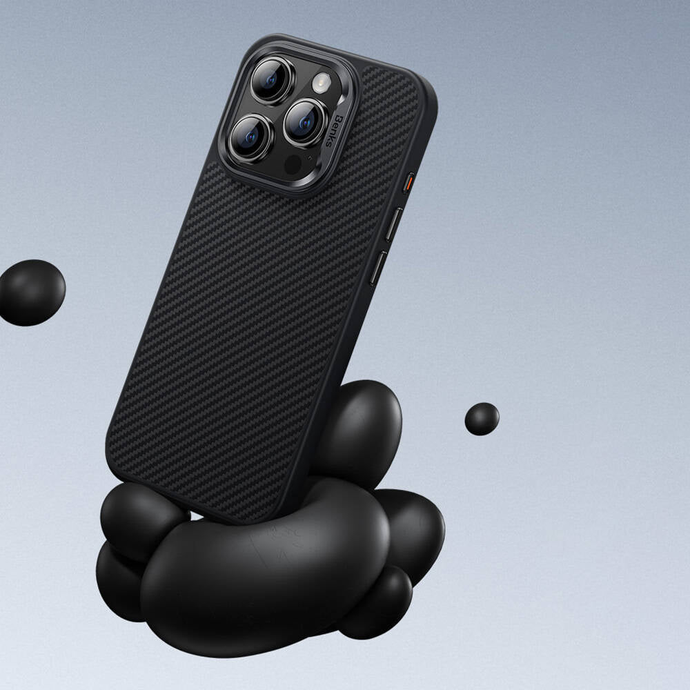 iPhone 16 Kılıf Karbon Fiber M-safe Şarj Özellikli Benks Hybrid ArmorPro 600D Kevlar Kılıf