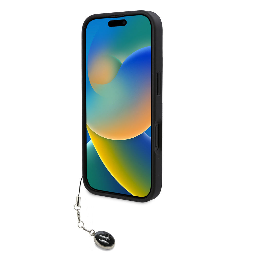 iPhone 16 Kılıf Karl Lagerfeld Orijinal Lisanslı Anahtarlıklı Taşlı KL Yazılı Saffiano Rhinestones Kılıf