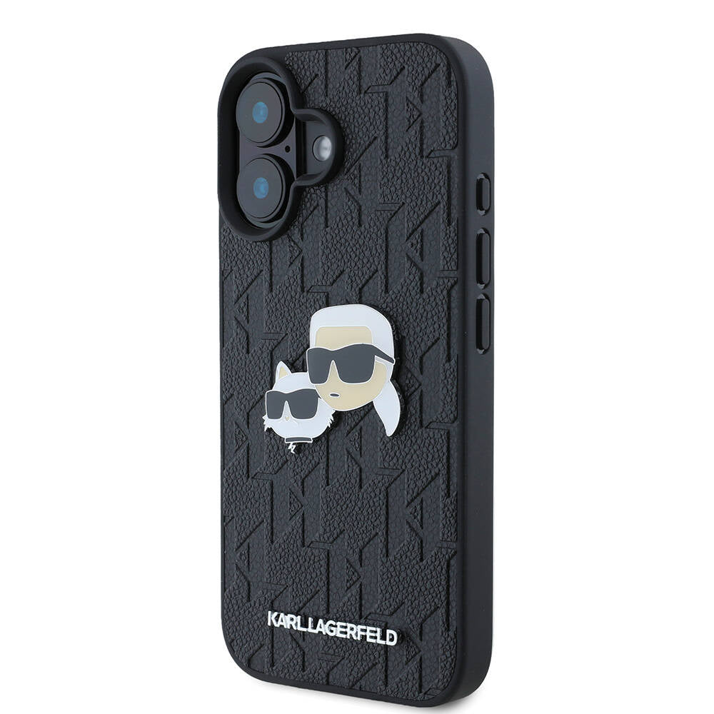 iPhone 16 Kılıf Karl Lagerfeld Orijinal Lisanslı K&C Heads Monogram Pin Kılıf