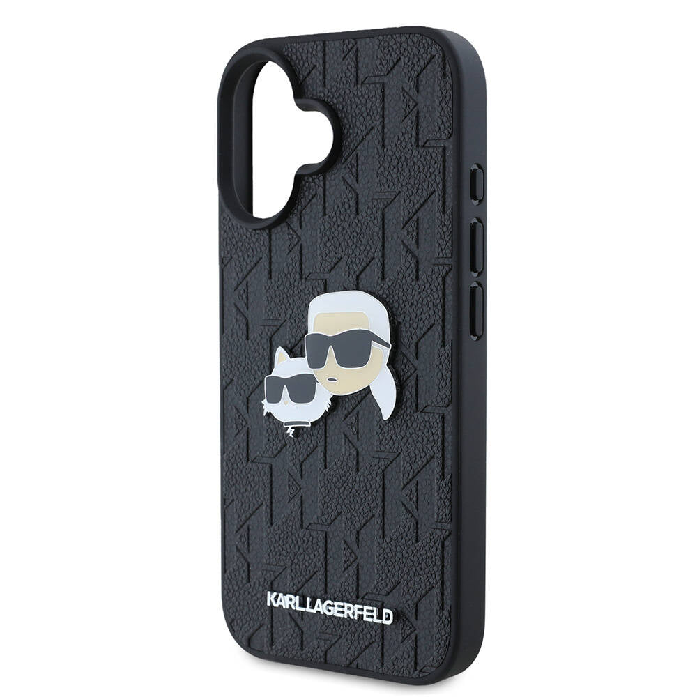 iPhone 16 Kılıf Karl Lagerfeld Orijinal Lisanslı K&C Heads Monogram Pin Kılıf