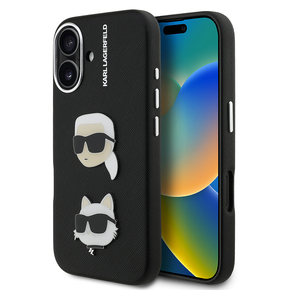 iPhone 16 Kılıf Karl Lagerfeld Orijinal Lisanslı K&C Heads Pin Kılıf