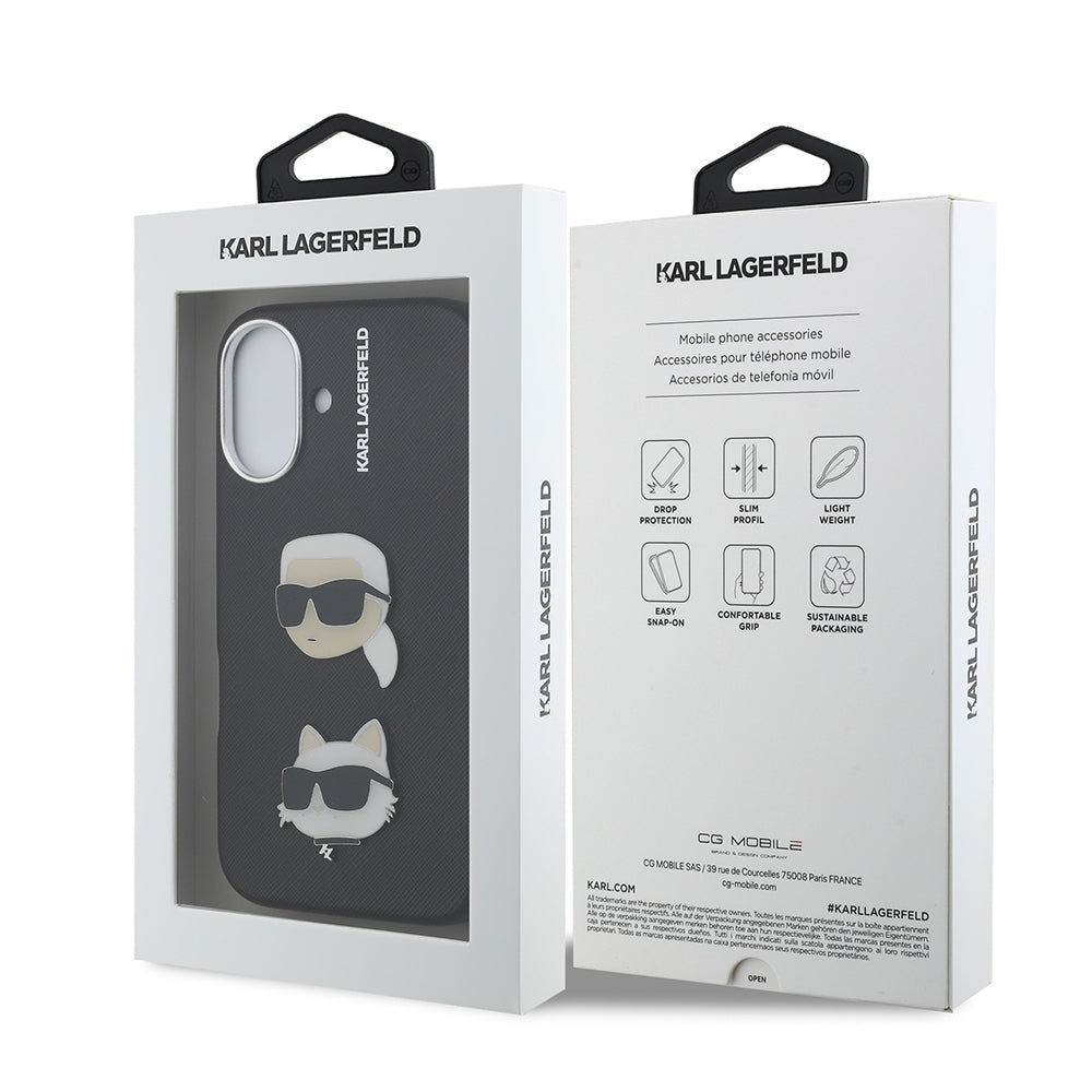 iPhone 16 Kılıf Karl Lagerfeld Orijinal Lisanslı K&C Heads Pin Kılıf