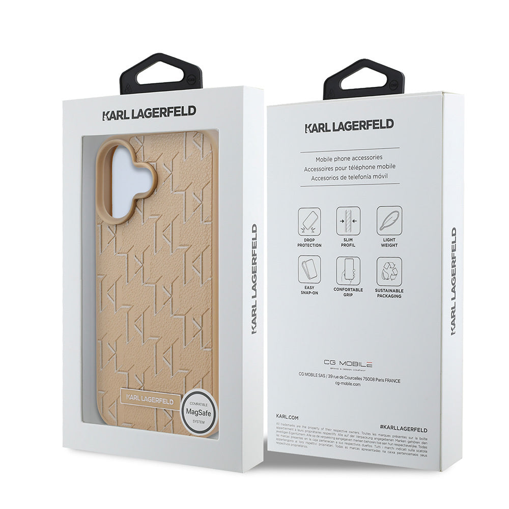 iPhone 16 Kılıf Karl Lagerfeld Orijinal Lisanslı M-safe Şarj Özellikli KL Yazılı Hot Stamp Kılıf