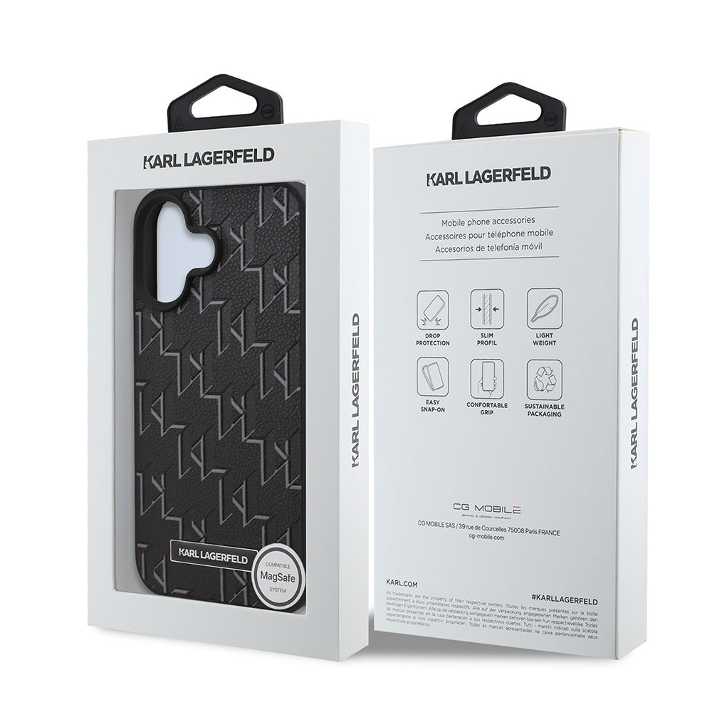 iPhone 16 Kılıf Karl Lagerfeld Orijinal Lisanslı M-safe Şarj Özellikli KL Yazılı Hot Stamp Kılıf