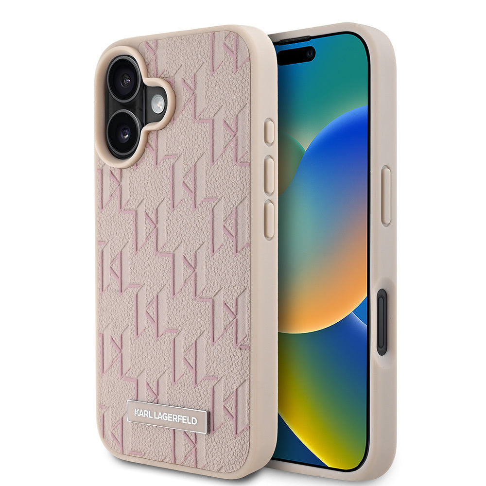 iPhone 16 Kılıf Karl Lagerfeld Orijinal Lisanslı M-safe Şarj Özellikli KL Yazılı Hot Stamp Kılıf