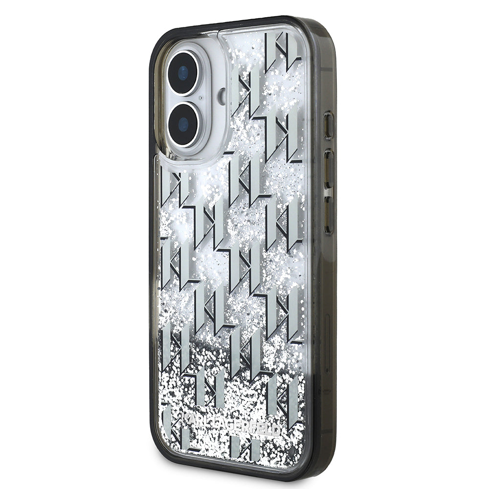 iPhone 16 Kılıf Karl Lagerfeld Orijinal Lisanslı Simli KL Yazılı Monogram Gradient Kılıf