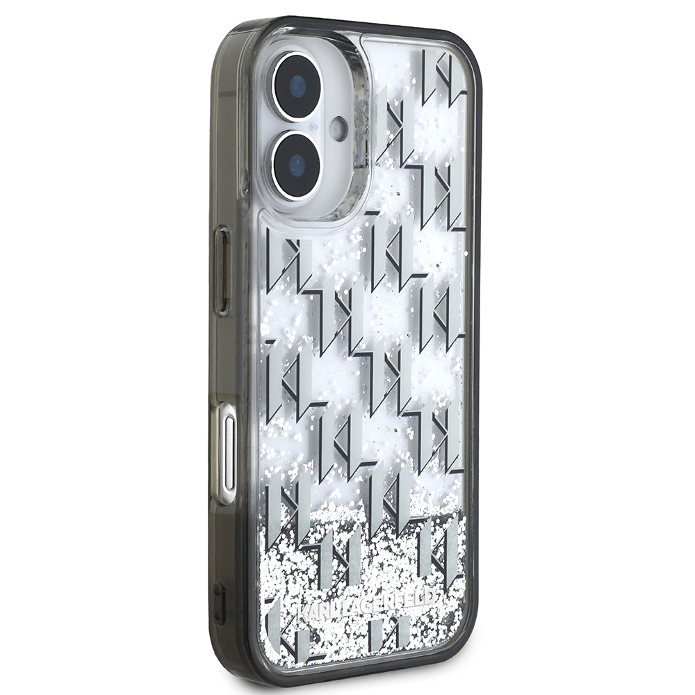 iPhone 16 Kılıf Karl Lagerfeld Orijinal Lisanslı Simli KL Yazılı Monogram Gradient Kılıf