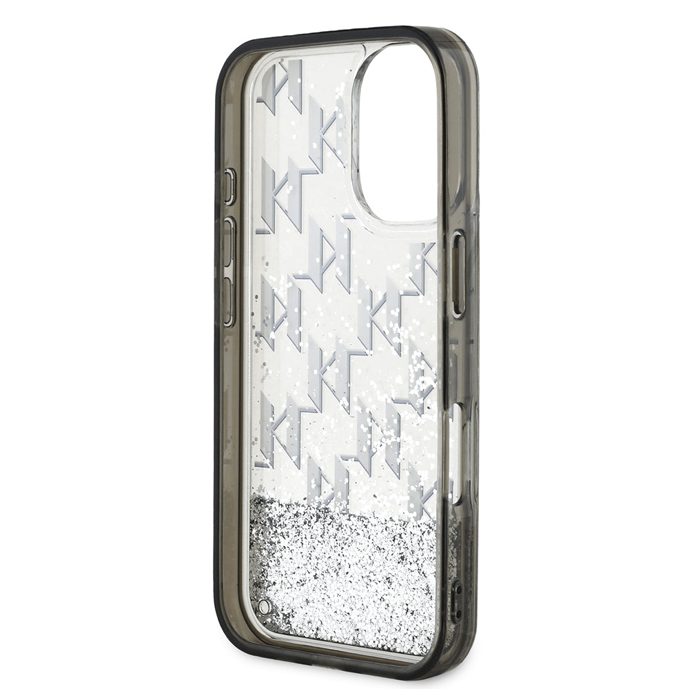 iPhone 16 Kılıf Karl Lagerfeld Orijinal Lisanslı Simli KL Yazılı Monogram Gradient Kılıf