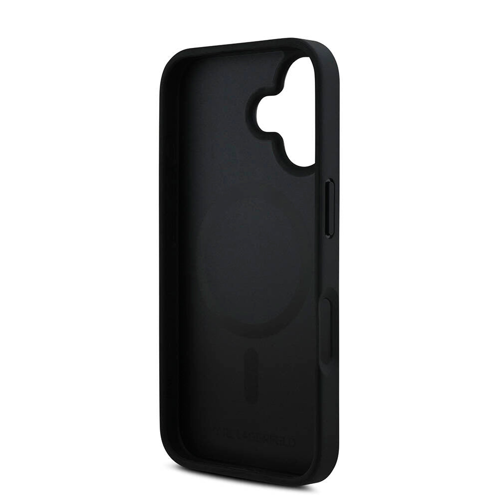 iPhone 16 Kılıf Karl Lagerfeld orijinal Lisanslı M-safe Şarj Özellikli PU Deri Karl Heads Desenli Klasik Logolu Kılıf