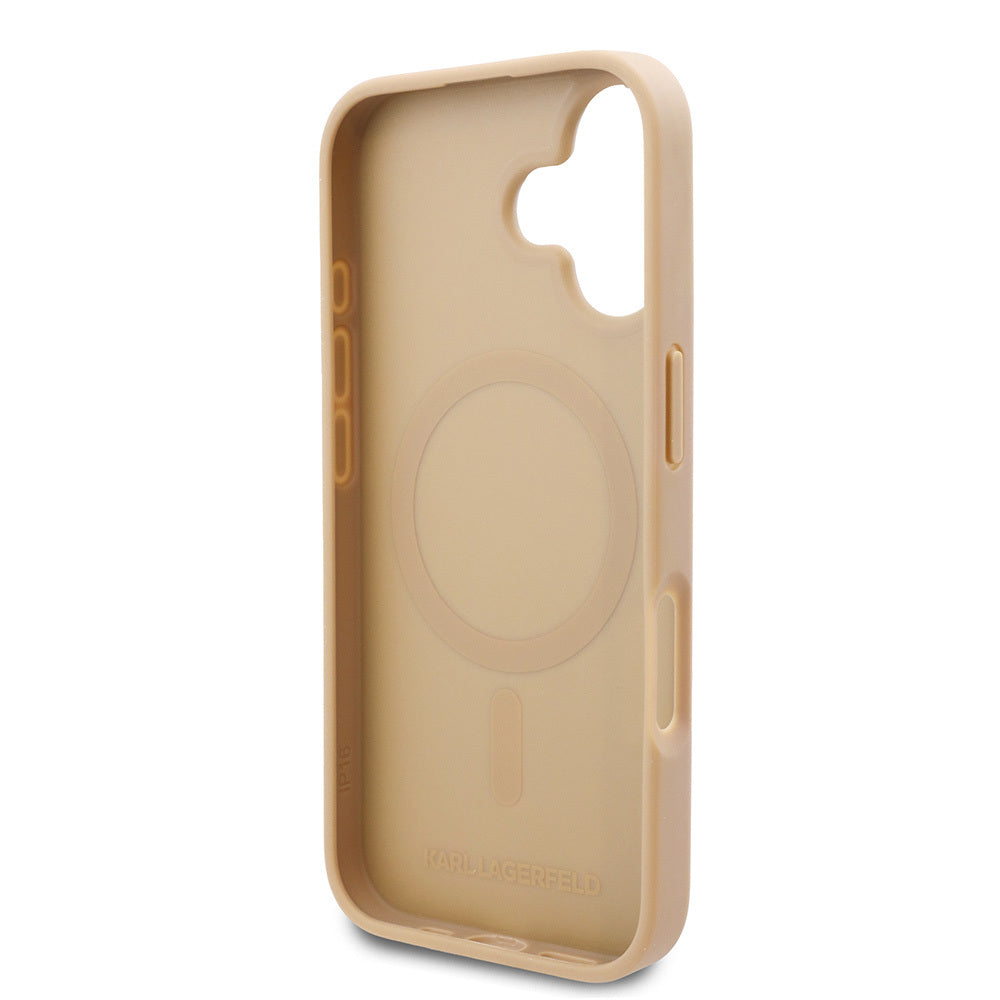 iPhone 16 Kılıf Karl Lagerfeld orijinal Lisanslı M-safe Şarj Özellikli KL Yazılı Hot Stamp Kılıf
