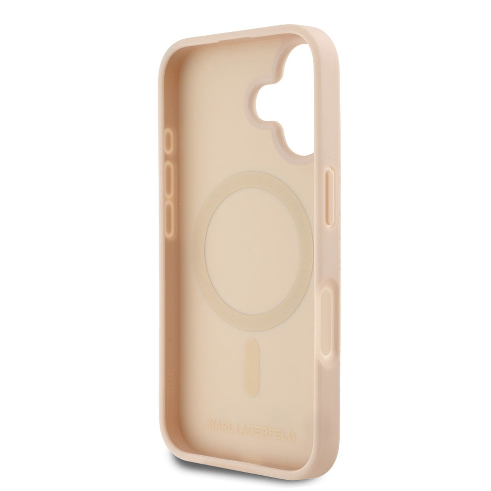 iPhone 16 Kılıf Karl Lagerfeld orijinal Lisanslı M-safe Şarj Özellikli KL Yazılı Hot Stamp Kılıf
