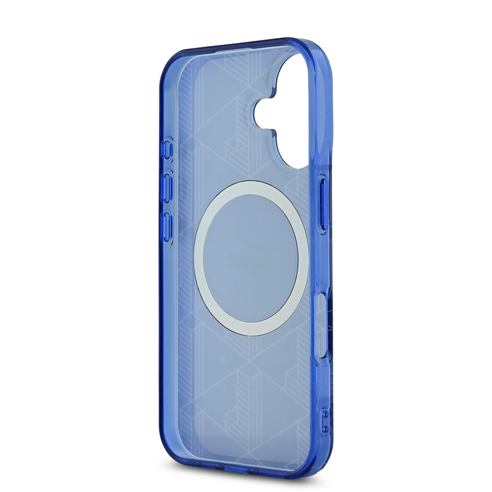 iPhone 16 Kılıf Lacoste Orijinal Lisanslı M-safe Şarj Özellikli IML Baskılı Gümüş Timsah Logolu Monogram Kılıf