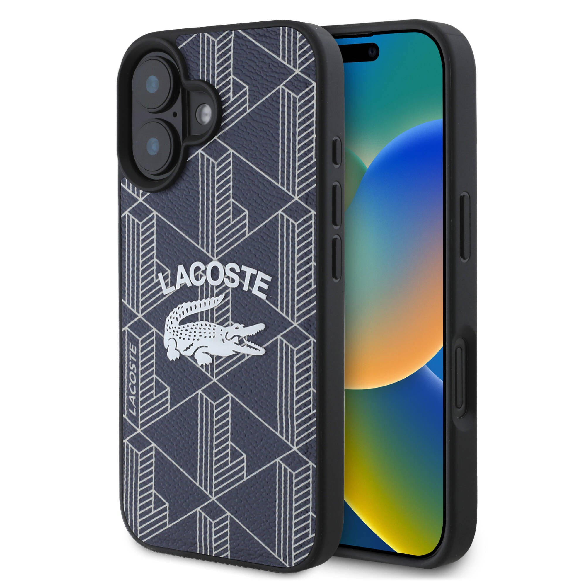 iPhone 16 Kılıf Lacoste Orijinal Lisanslı M-safe Şarj Özellikli Mono Vintage Logo Kılıf