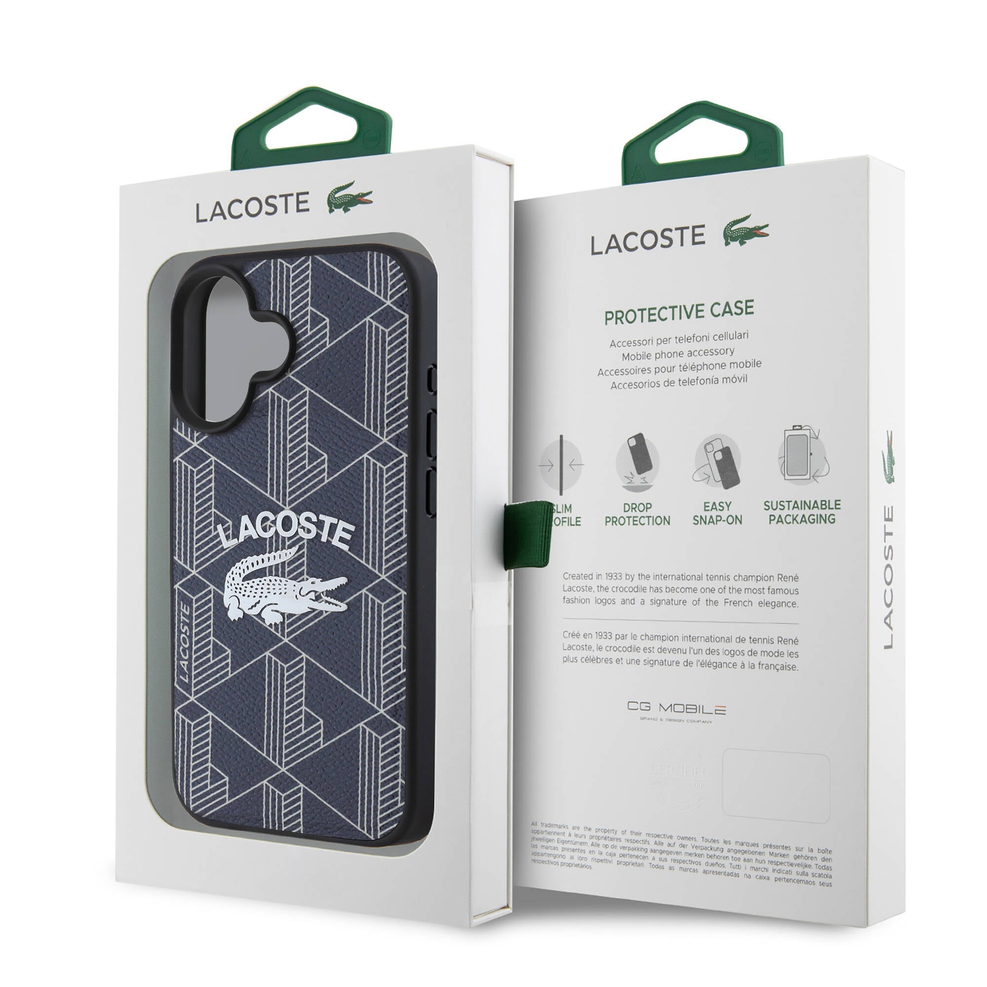 iPhone 16 Kılıf Lacoste Orijinal Lisanslı M-safe Şarj Özellikli Mono Vintage Logo Kılıf