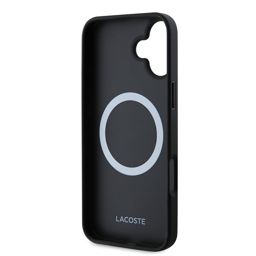 iPhone 16 Kılıf Lacoste Orijinal Lisanslı PU Pike Desenli Arka Yüzey İkonik Timsah Dokuma Logolu Kılıf + Type-C Kablo 1.5m