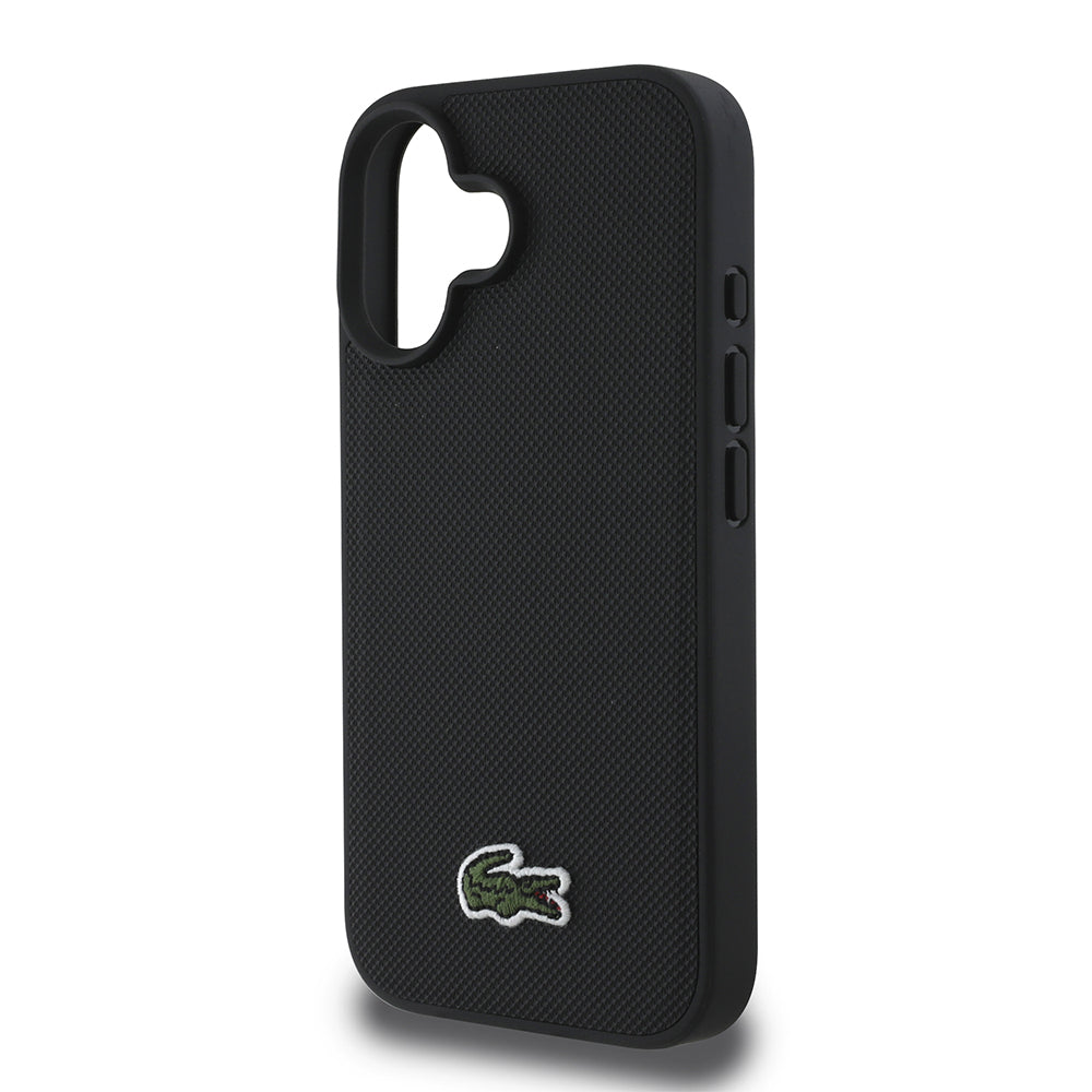 iPhone 16 Kılıf Lacoste orijinal Lisanslı PU Pike Desenli Arka Yüzey İkonik Timsah Dokuma Logolu Kılıf + Type-C Kablo 1.5m