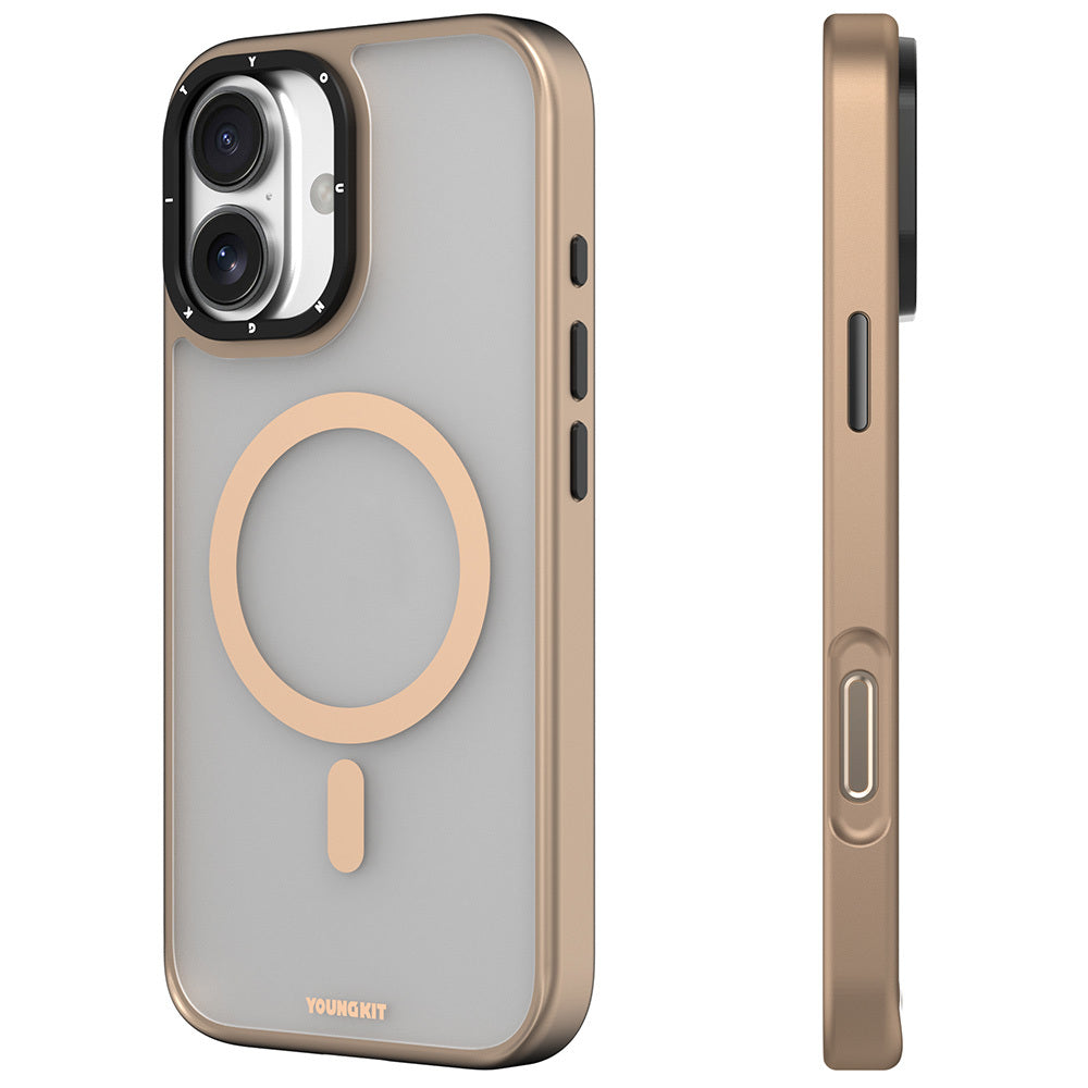 iPhone 16 Kılıf M-safe Şarj Özellikli Cam Arka Yüzey TPU Youngkit Gemstone Serisi Kılıf
