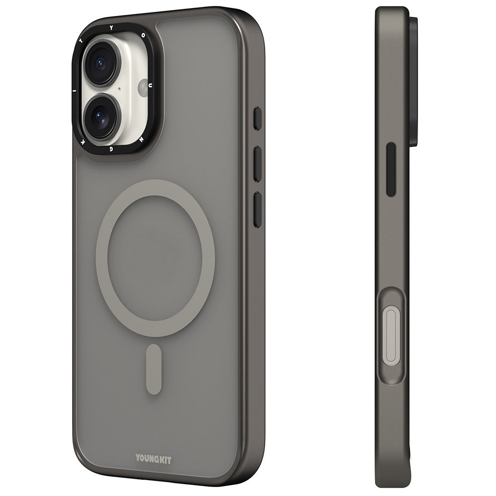 iPhone 16 Kılıf M-safe Şarj Özellikli Cam Arka Yüzey TPU Youngkit Gemstone Serisi Kılıf