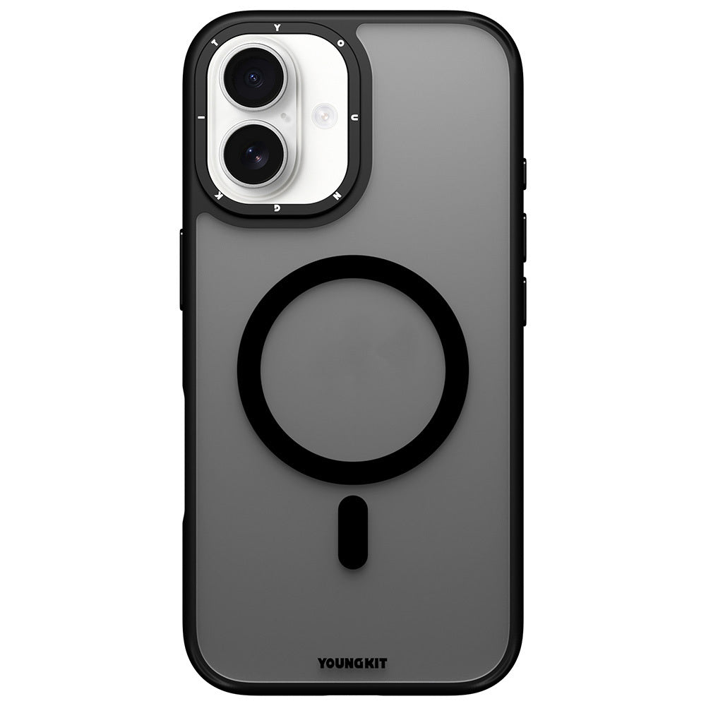 iPhone 16 Kılıf M-safe Şarj Özellikli Cam Arka Yüzey TPU Youngkit Gemstone Serisi Kılıf